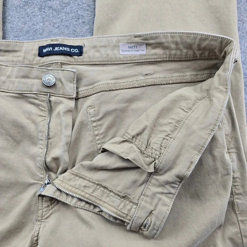 Mavi Matt Relaxed Straight Leg Pants Mens 42x29 Tan Khaki Cotton Stretch Chino
